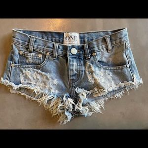 One Teaspoon Denim Blue Jean Shorts